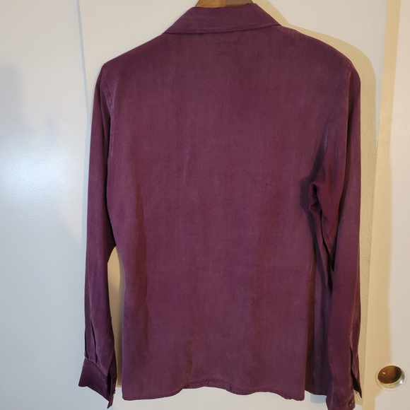Casual Corner Long Sleeve Button down Rich Purple Silk Blouse - Picture 3 of 4